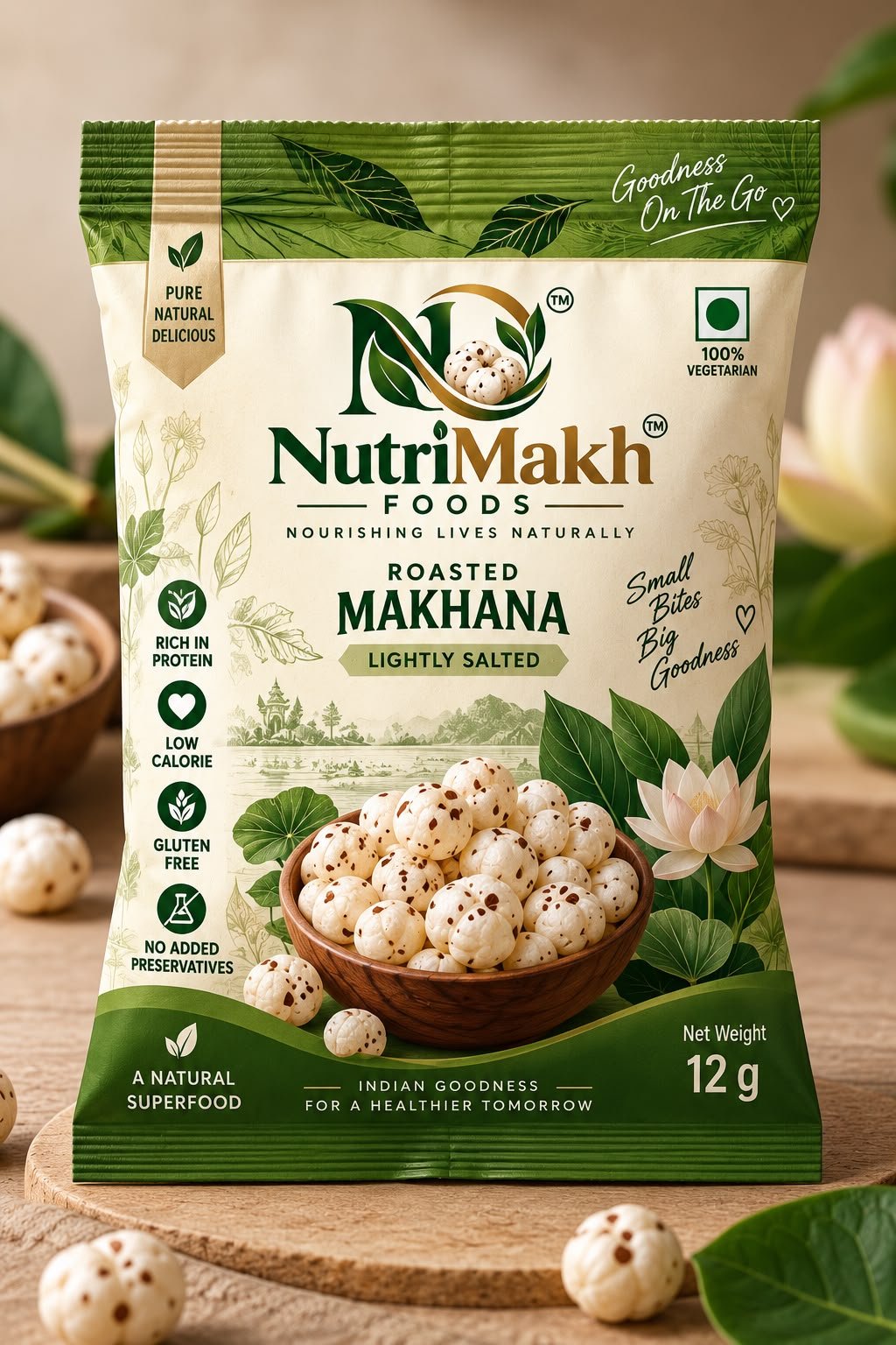 NutriMakh Roasted Makhana Lightly Salted, 12 g pack